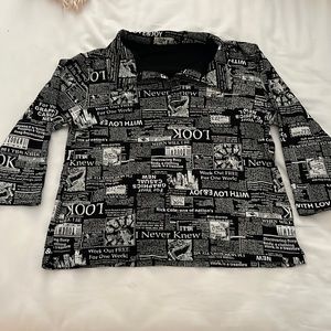 Newspaper print pullover